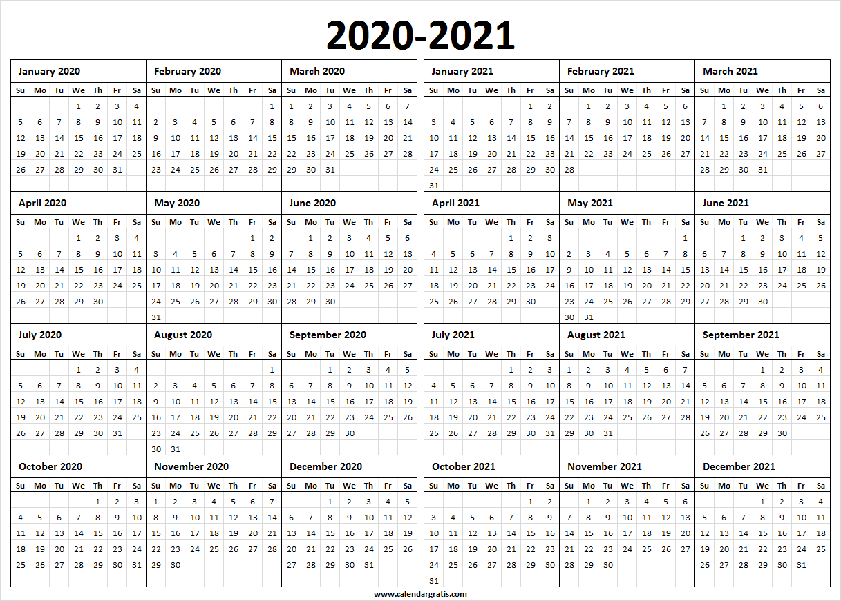 July 2020 Through June 2021 Calendar