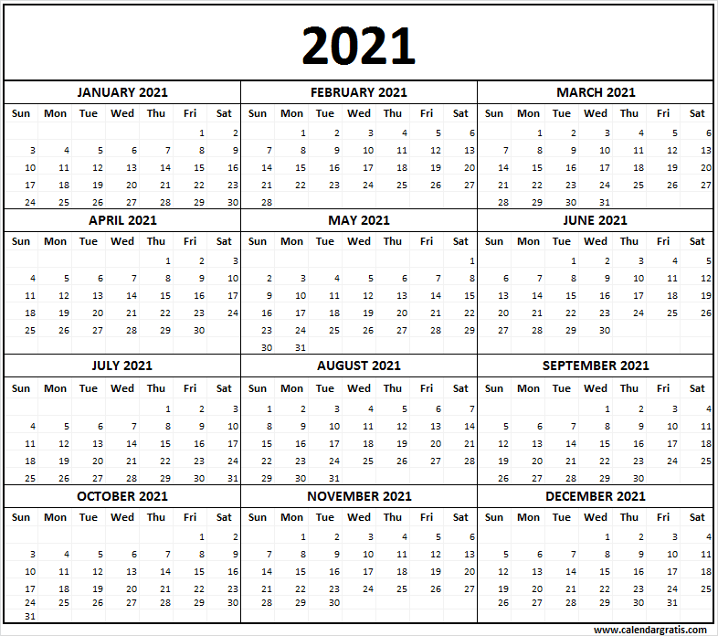 Free Printable 2021 Calendar With Holidays Usa