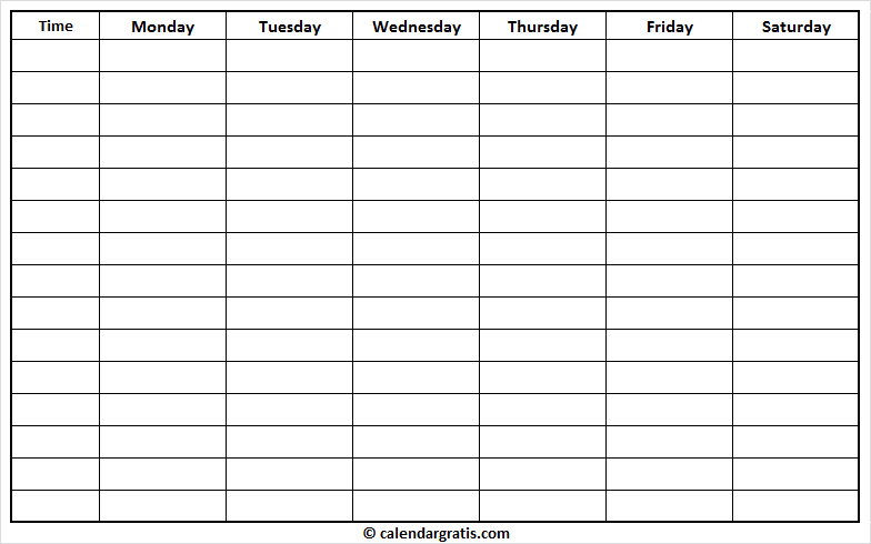 Printable weekly schedule template and planner