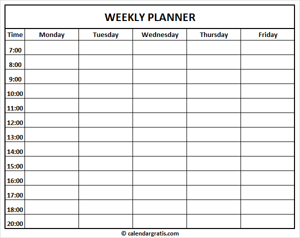 blank weekly schedule template