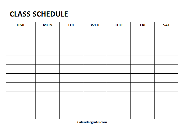 Full Class Weekly Schedule