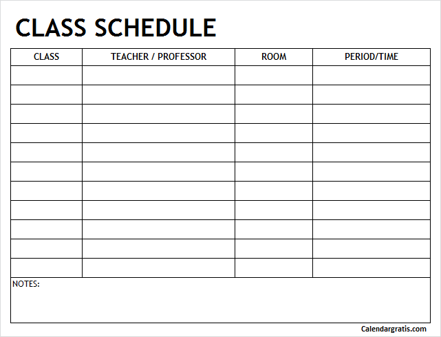 School Teacher Timetable Planner Template