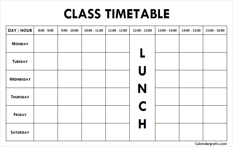 Printable Class Schedule Template For School And College Students