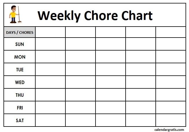 Weekly chore chart blank template