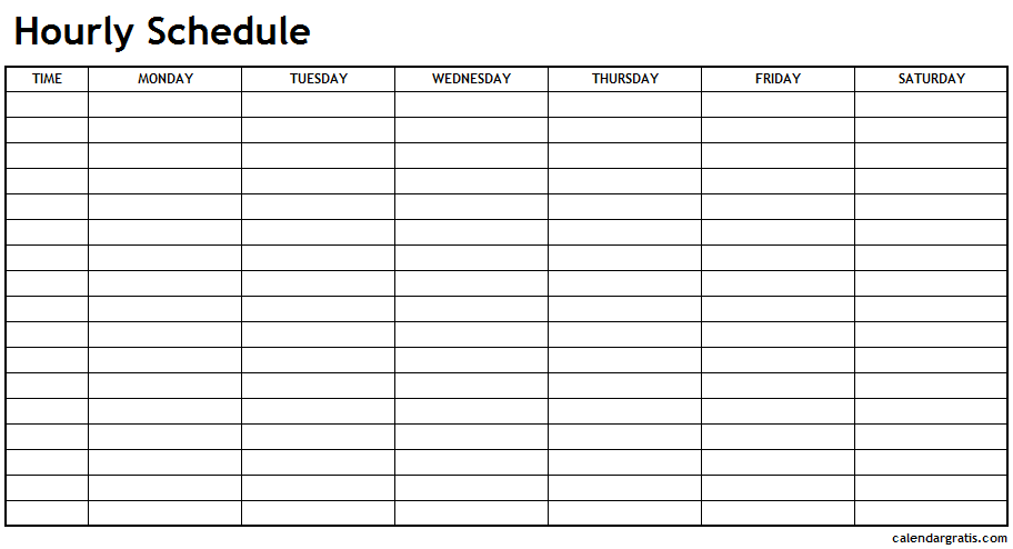 Printable Hourly Schedule Template 24 Hours Planner Blank Templates