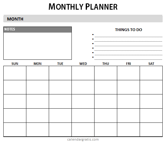 Monthly to do list template printable