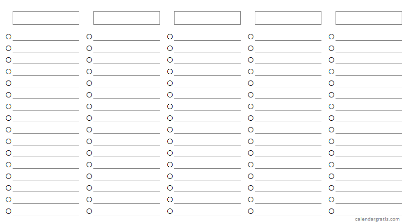 Blank weekly to do list template