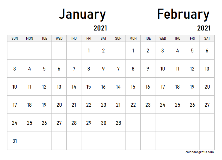 Printable february store 2021 calendar