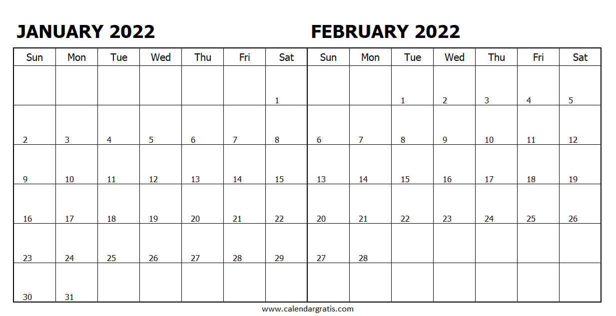 blank calendar template 2022 february