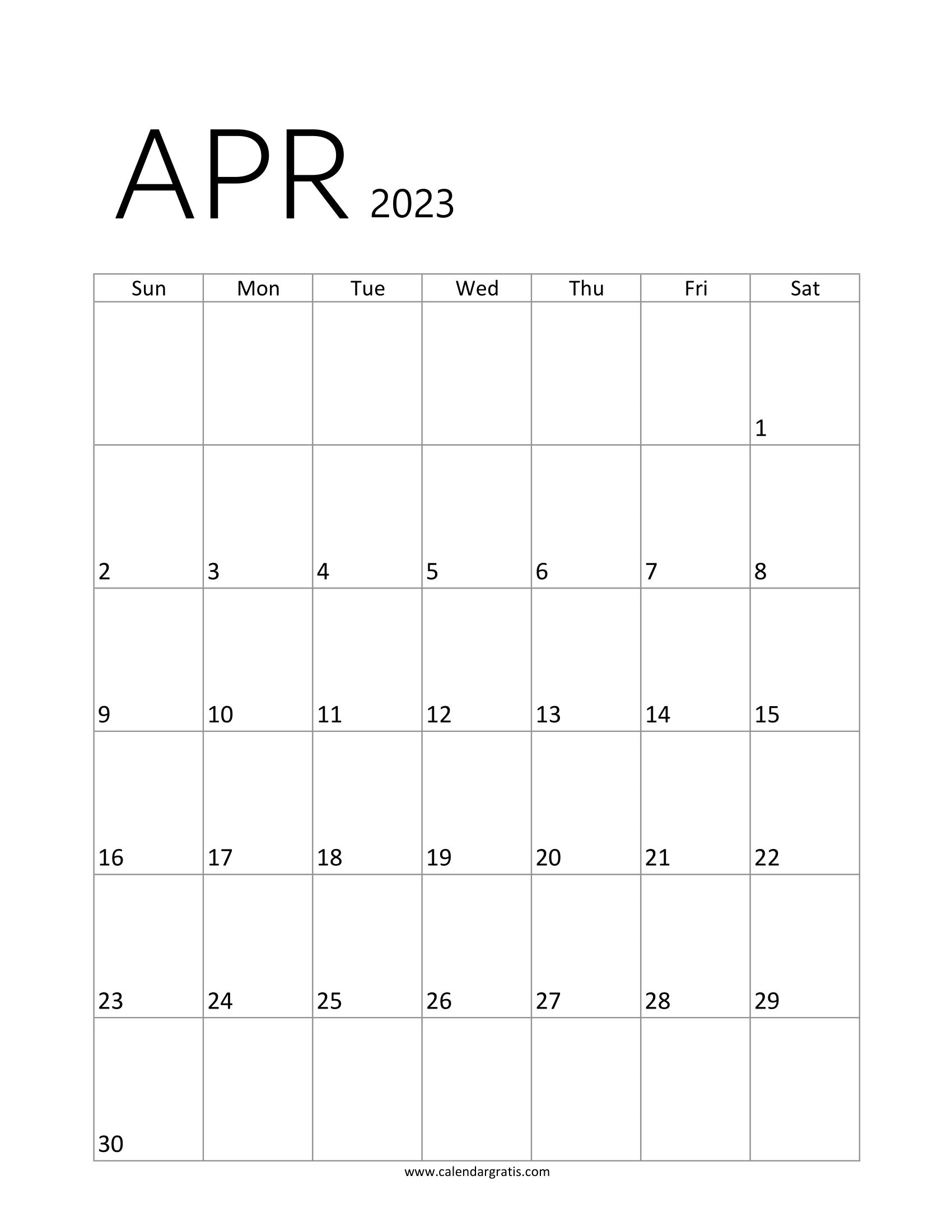 Free Printable A4 Size Calendar for April 2023, Instant downloadable monthly calendar template, vertical layout