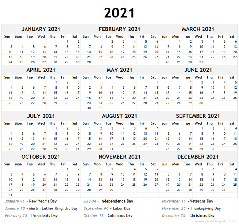 Printable Calendar 2021 Template for School | 2021 2022 Calendar Image