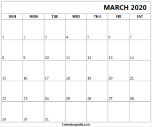 Printable March 2020 Calendar Holidays Template Excel, PNG, PDF, Word