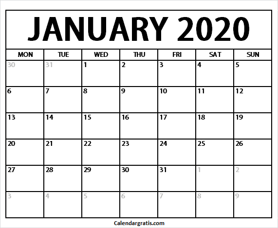 Editable Calendar January 2020 Template | Janaury February 2020 Print