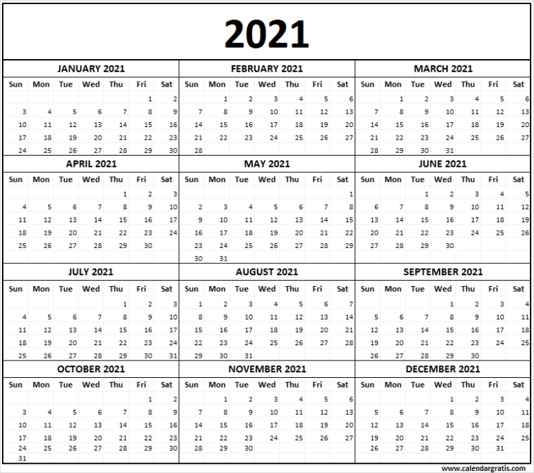 Printable Calendar 2021 Template for School | 2021 2022 Calendar Image