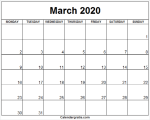 Printable March 2020 Calendar Holidays Template Excel, PNG, PDF, Word