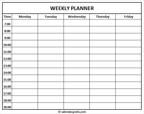 Printable Weekly Schedule Template for Students - School and College