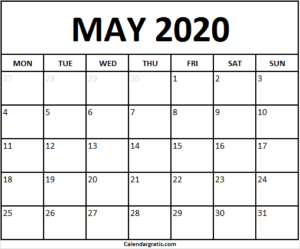 Printable May 2020 Calendar Template | May 2020 Holidays USA, UK