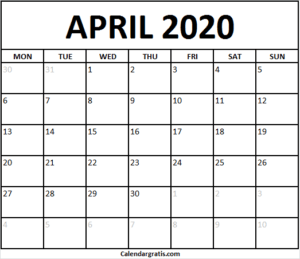 Printable April 2020 Calendar Template with Notes, Holidays UK, Canada