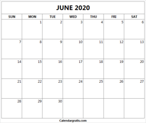 Printable June 2020 Calendar Template | Holidays in USA, UK, Australia