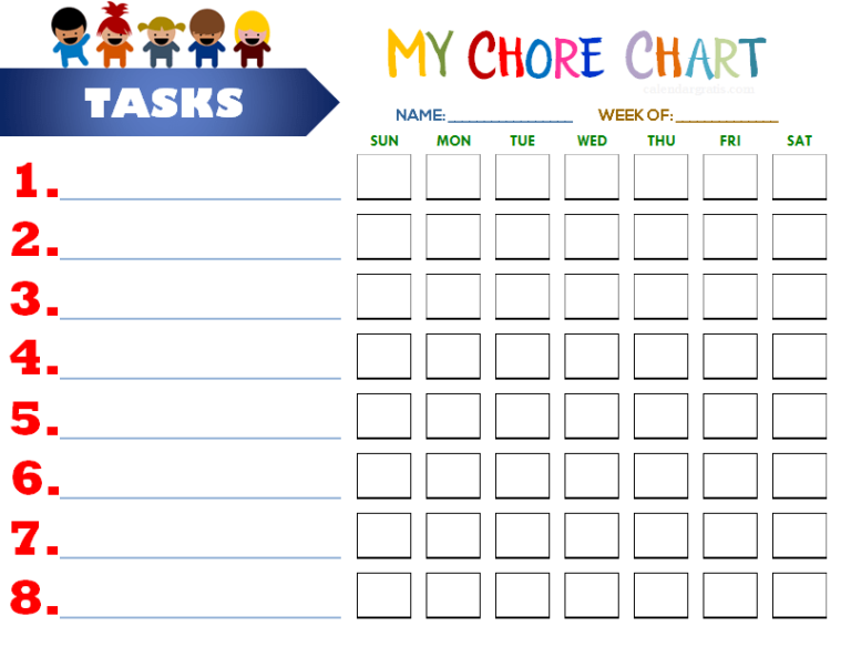 Chore Chart Printable Template for Kids | How to make Chore Chart | Ideas