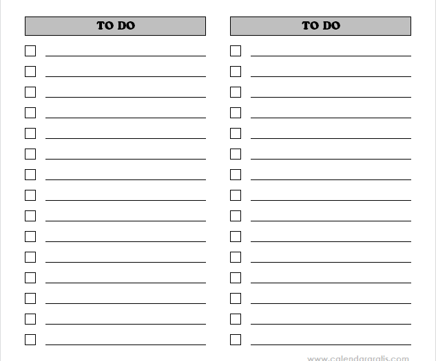 To Do List Template Printable Archives | Calendar Gratis