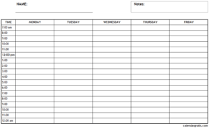 Printable Hourly Schedule Template - 24 Hours Planner Blank Templates