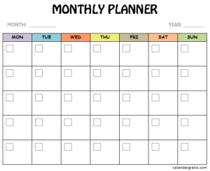 Printable Monthly Planner Template | Full Month Schedule Maker Template