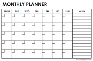 Printable Monthly Planner Template 