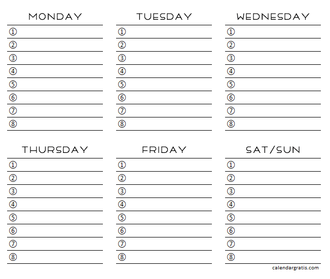 Weekly planner template printable free