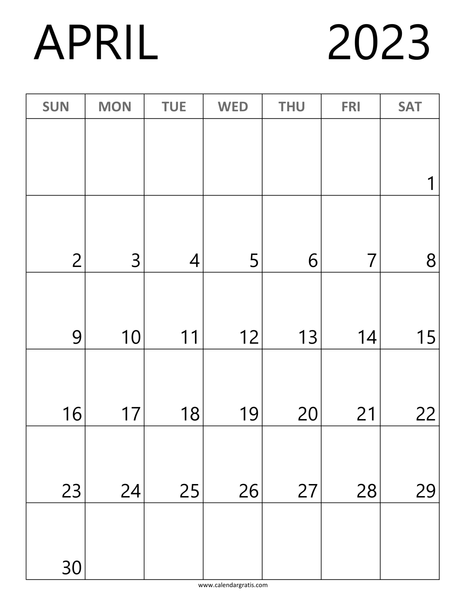 Free Printable Calendar Template, Excel, Word, PDF - Calendar Gratis