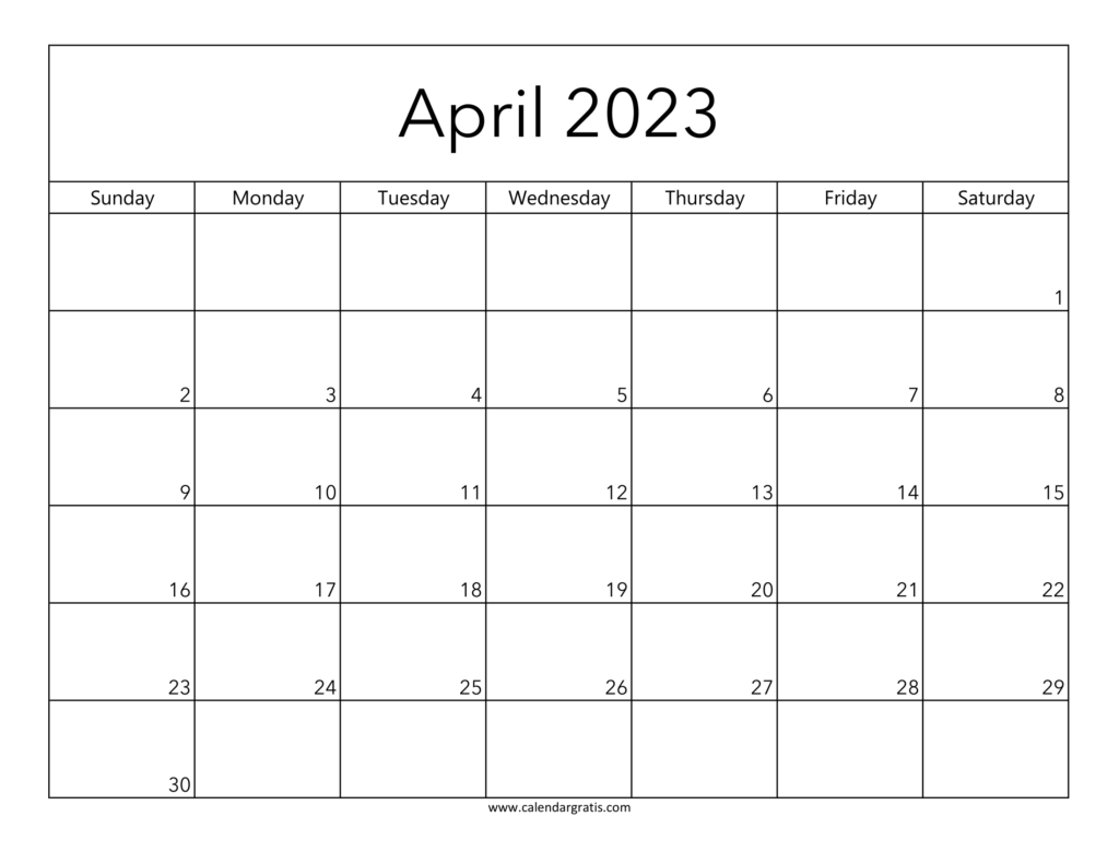 Printable April 2023 Calendar Template with Portrait & Landscape Format