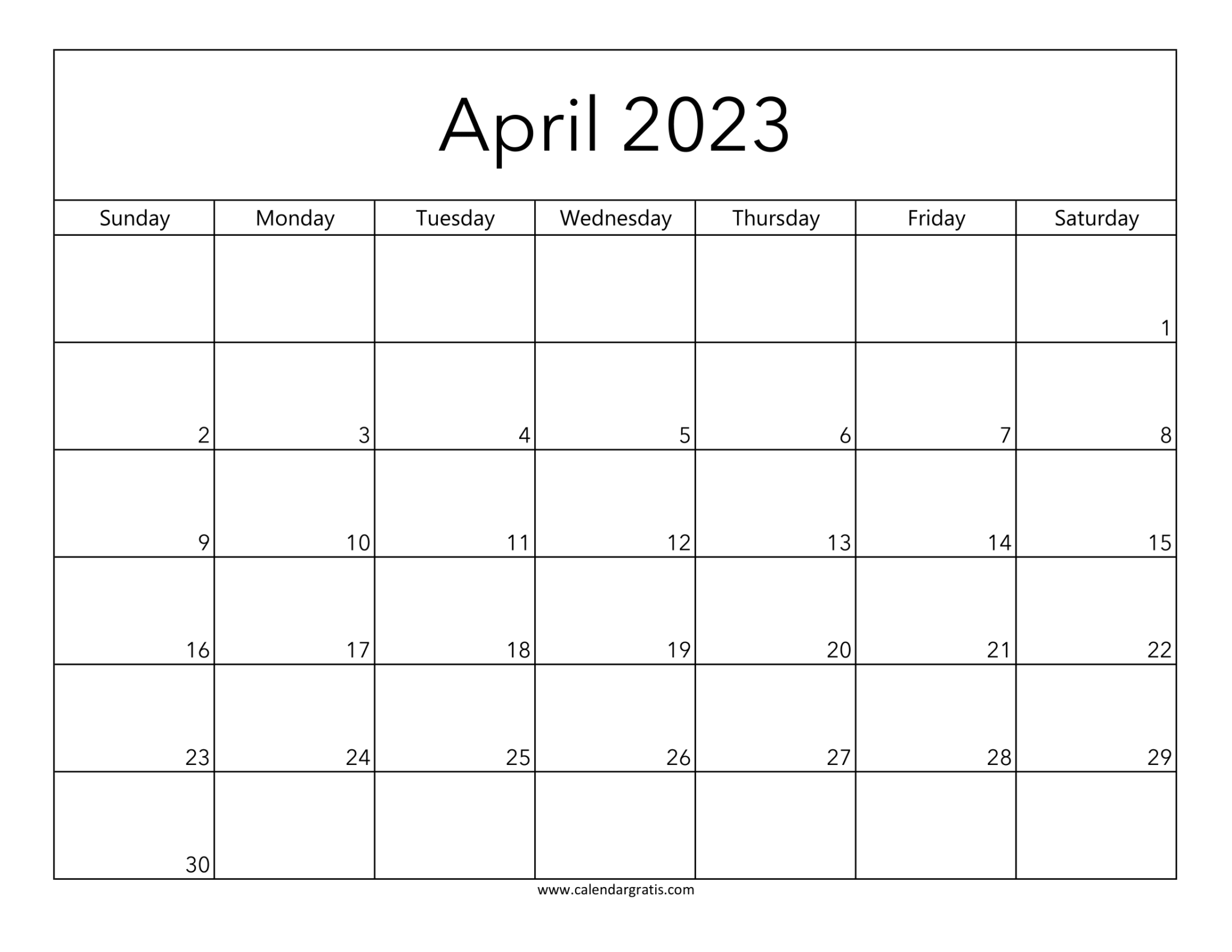 Free Printable Calendar Template, Excel, Word, PDF - Calendar Gratis