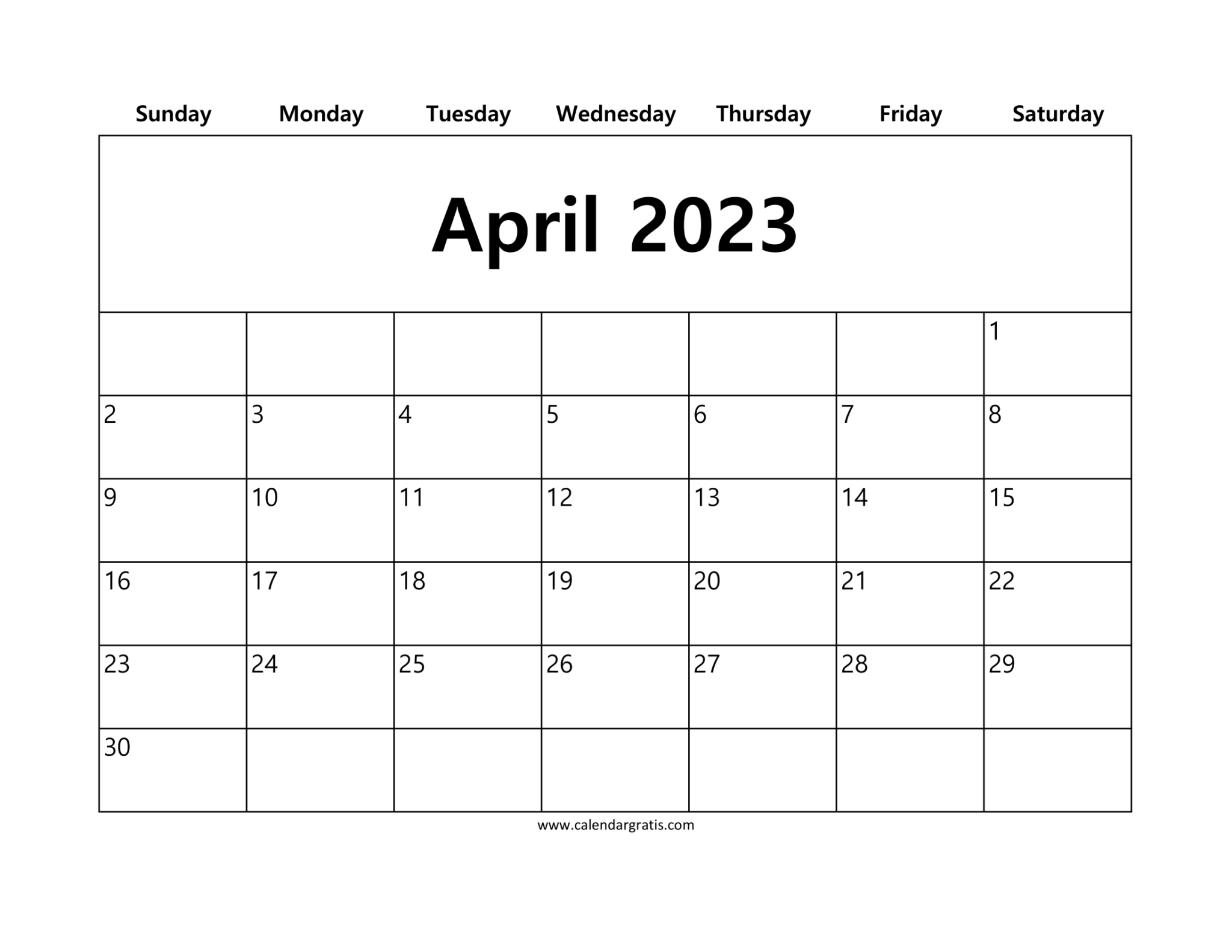 Printable April 2023 Calendar Template With Portrait & Landscape Format