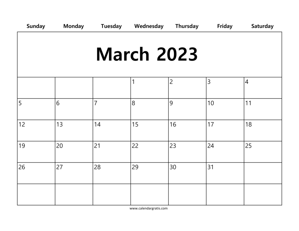 Printable March 2023 Calendar Template with Portrait & Landscape Format