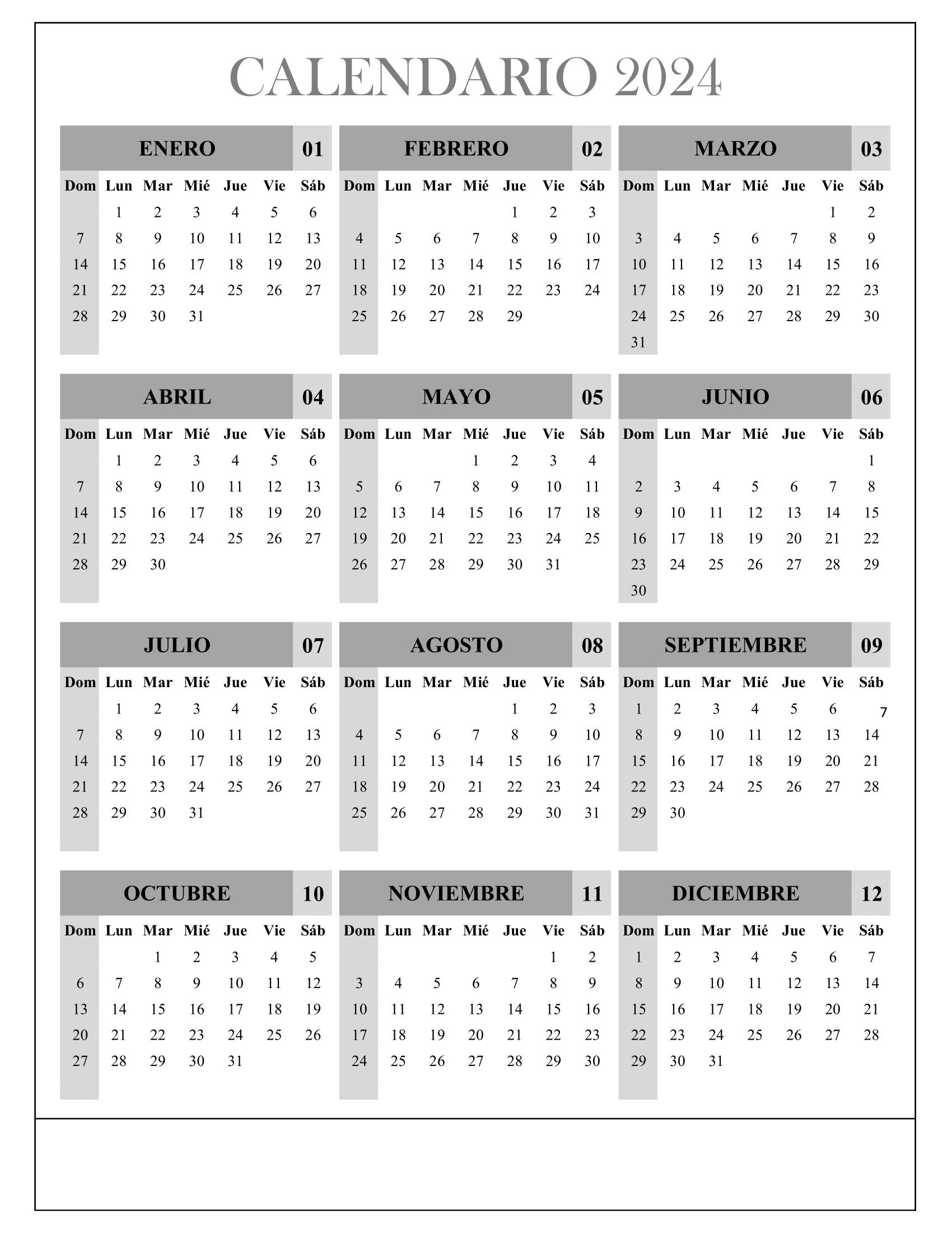 Calendari 2024, calendario muro 2024