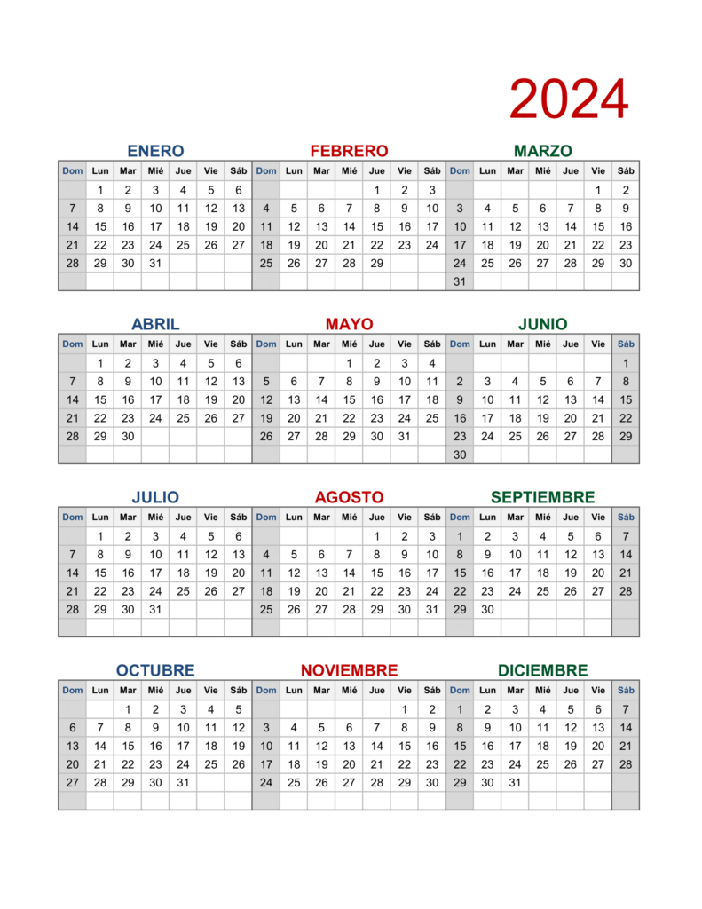 Calendario 2024 Para Imprimir