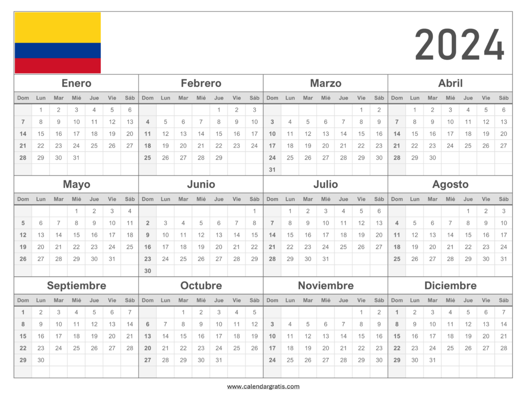 Calendario 2024 Colombia Para Imprimir Calendar Gratis