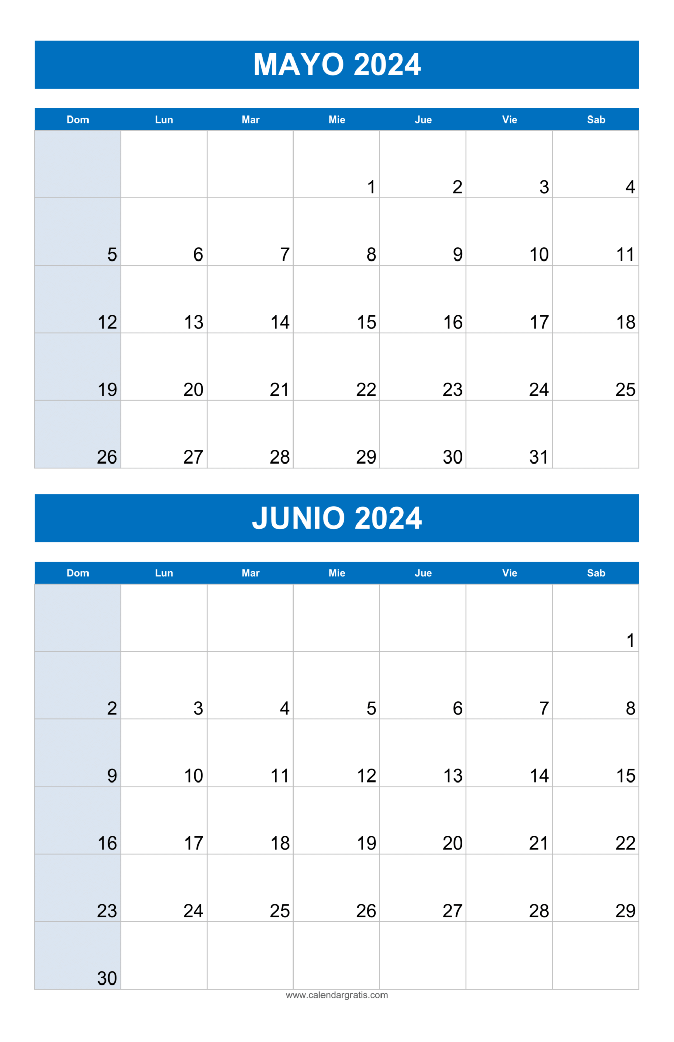Calendario Mayo Y Junio 2024