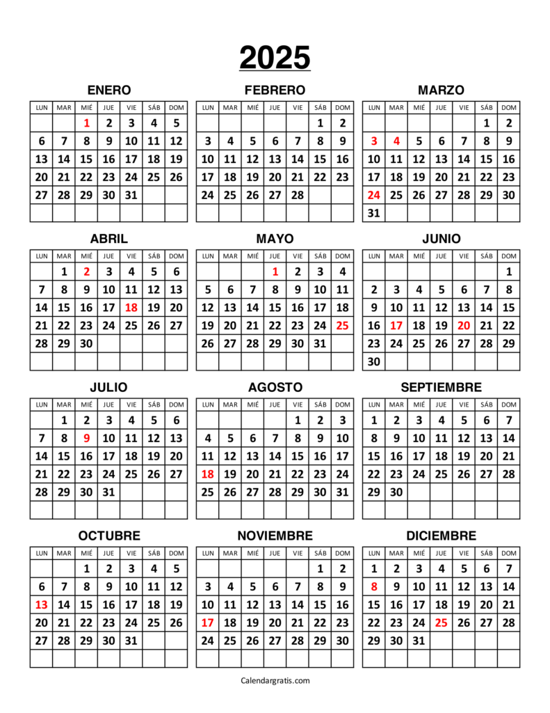 Calendario Argentina 2025