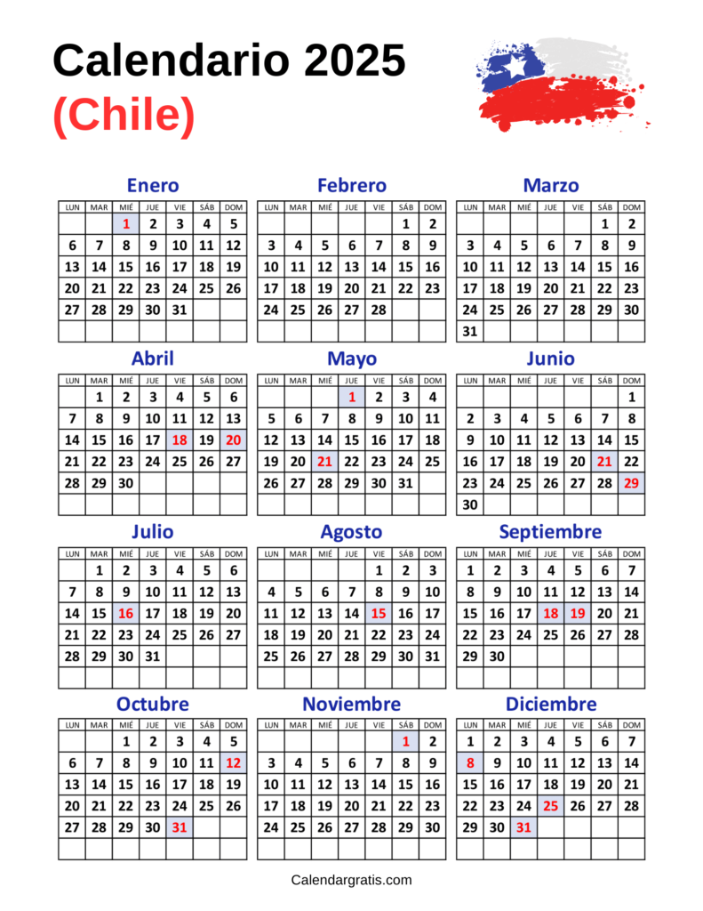 Calendario Chile 2025