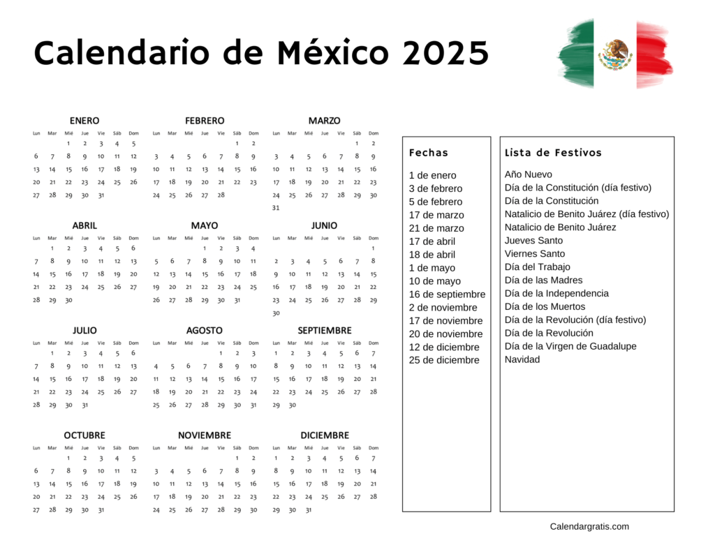 Calendario México 2025