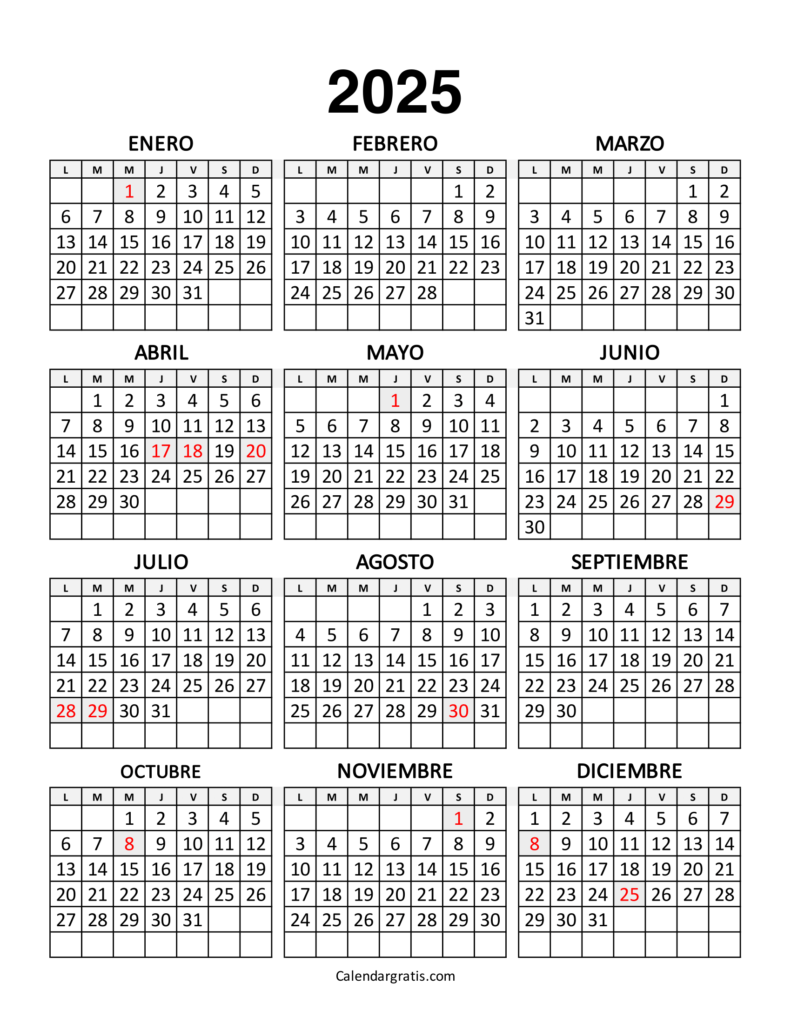 Calendario Perú 2025