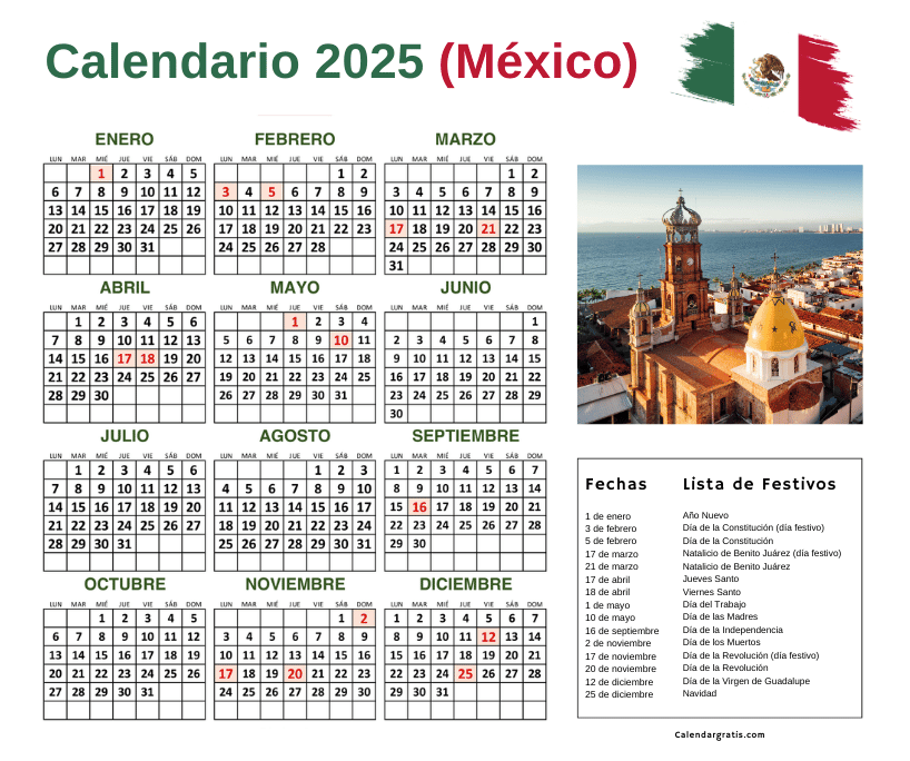 Calendario de 2025 México