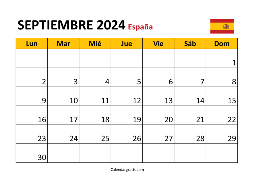 Calendario septiembre 2024 España