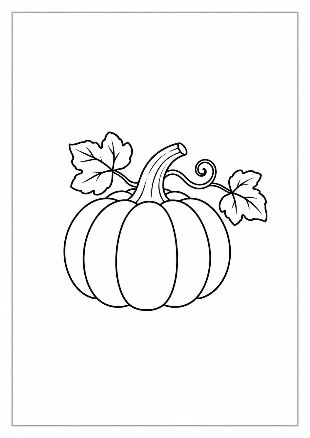 Calabaza con hojas y enredadera: dibujo de Acción de Gracias para colorear