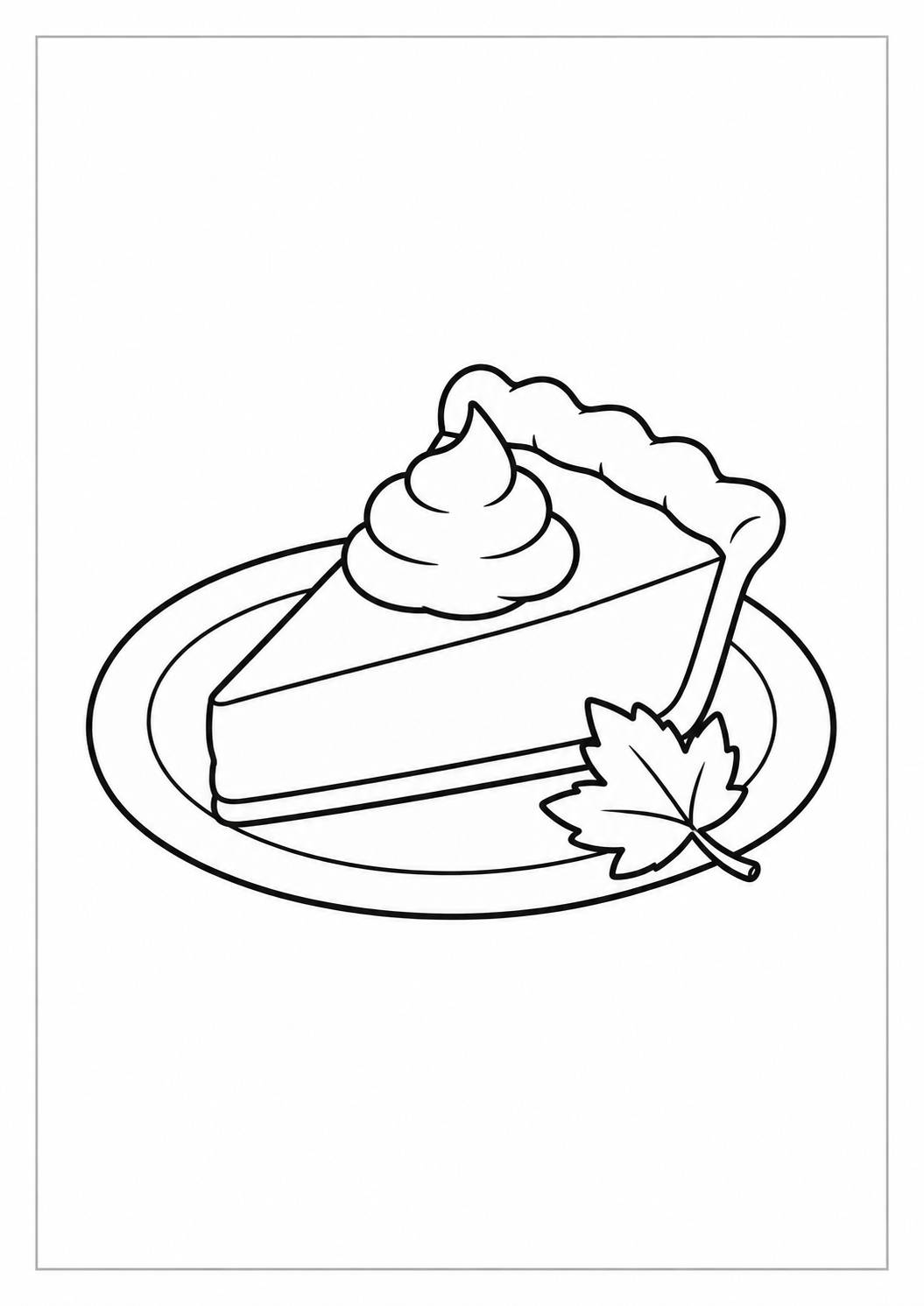 Porción de pastel de calabaza: dibujo de Acción de Gracias para colorear