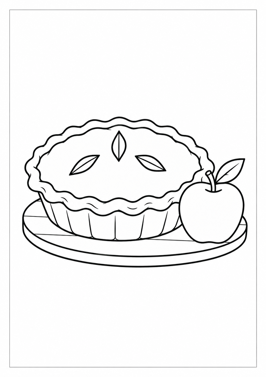Pastel de manzana: dibujo de Acción de Gracias para colorear