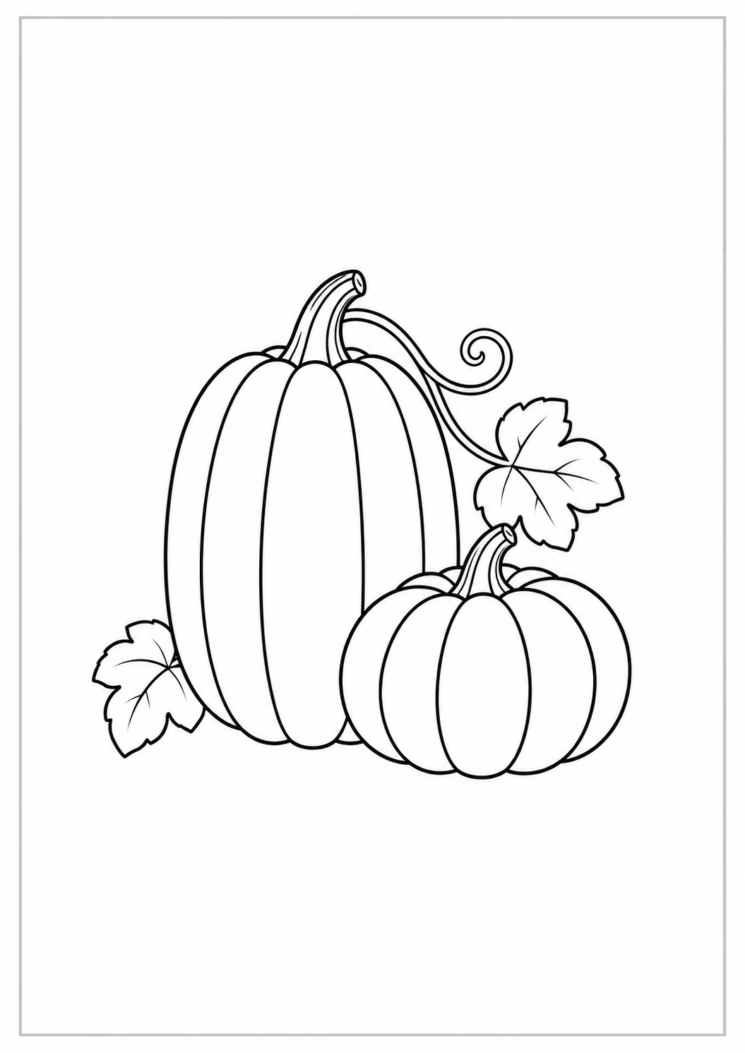 Dos calabazas de cosecha: dibujo de Acción de Gracias para colorear