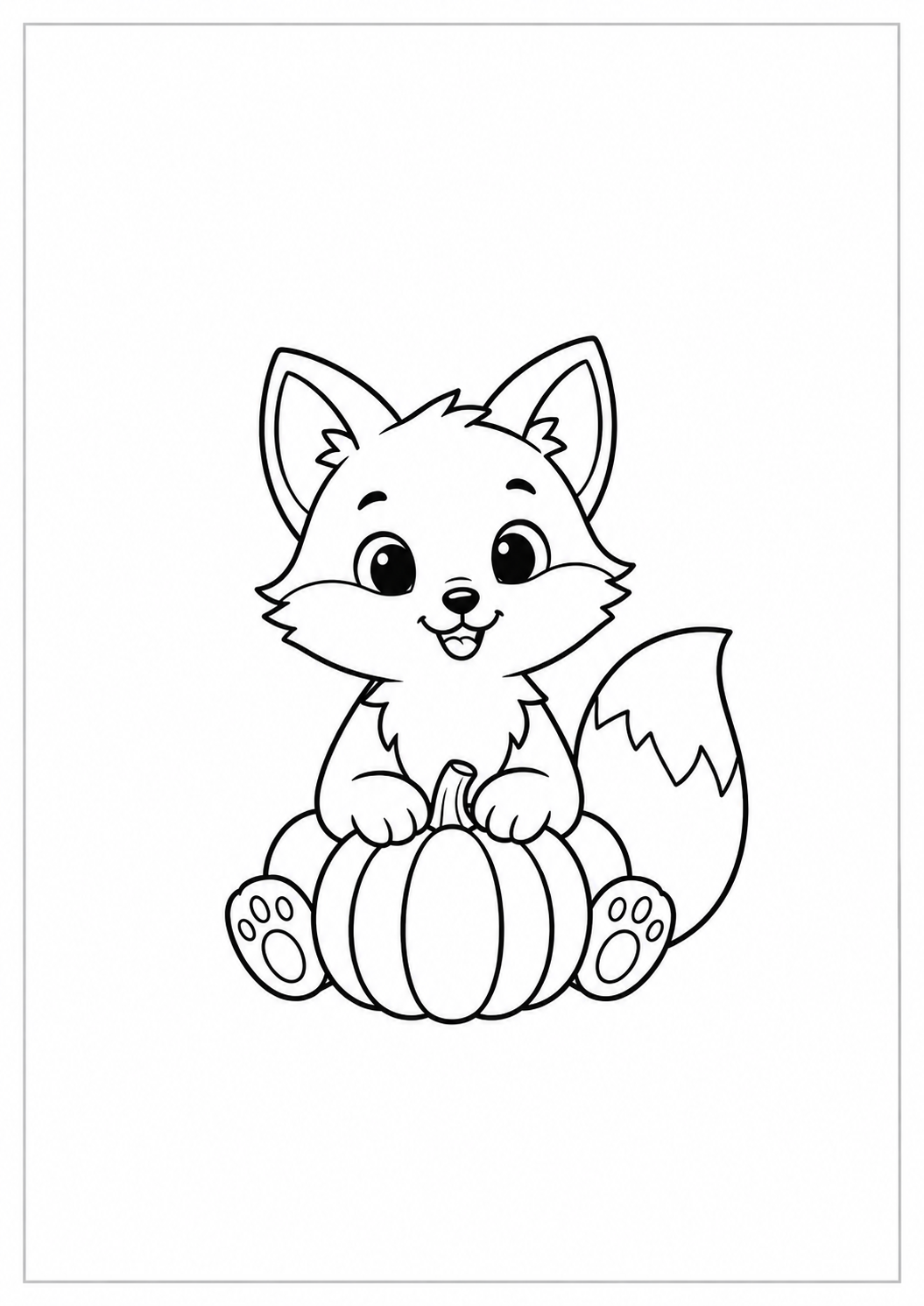 Zorrito con calabaza: dibujo de Acción de Gracias para colorear