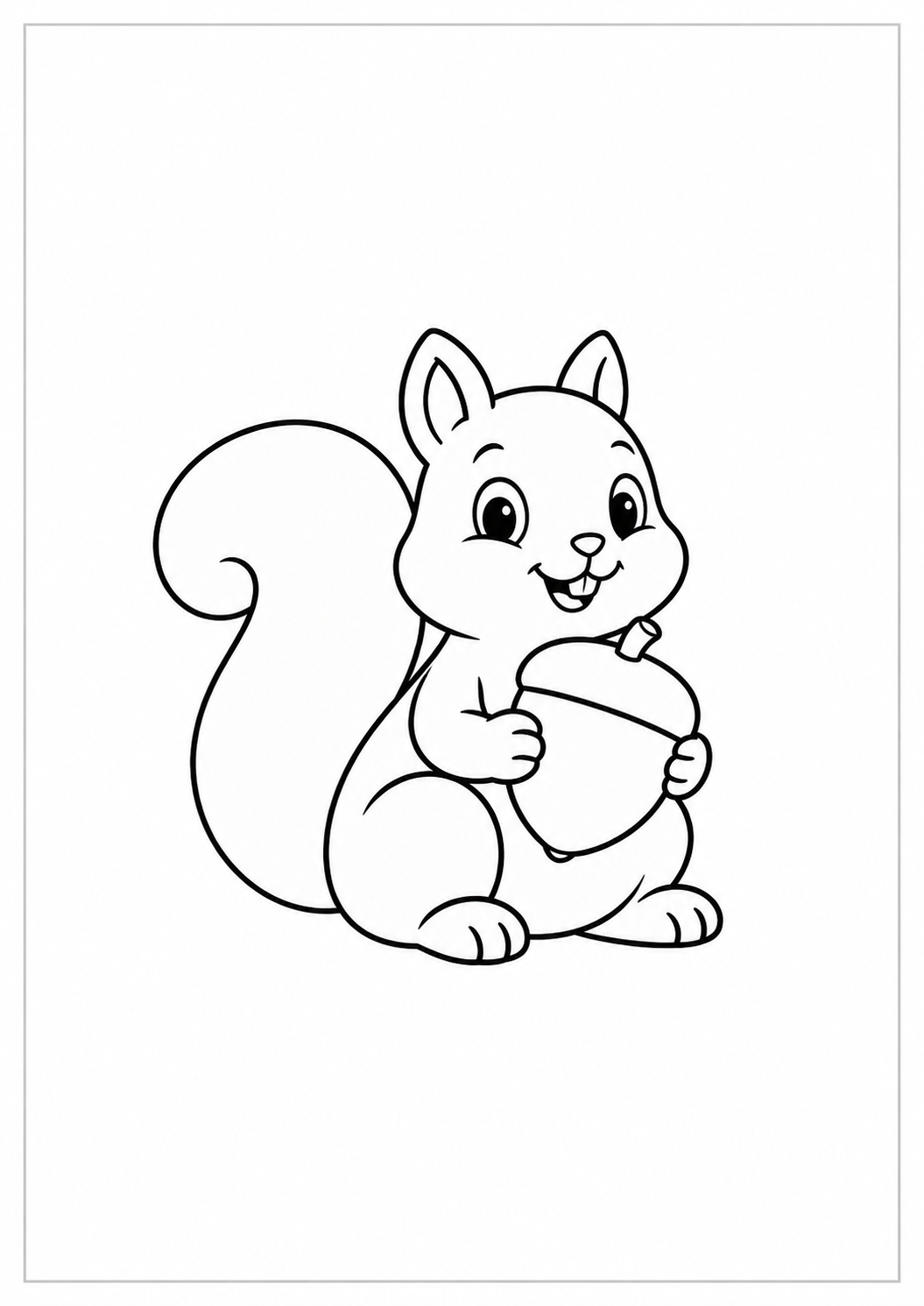 Ardilla con bellota: dibujo de Acción de Gracias para colorear